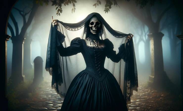 Teschio fantasma dama nera